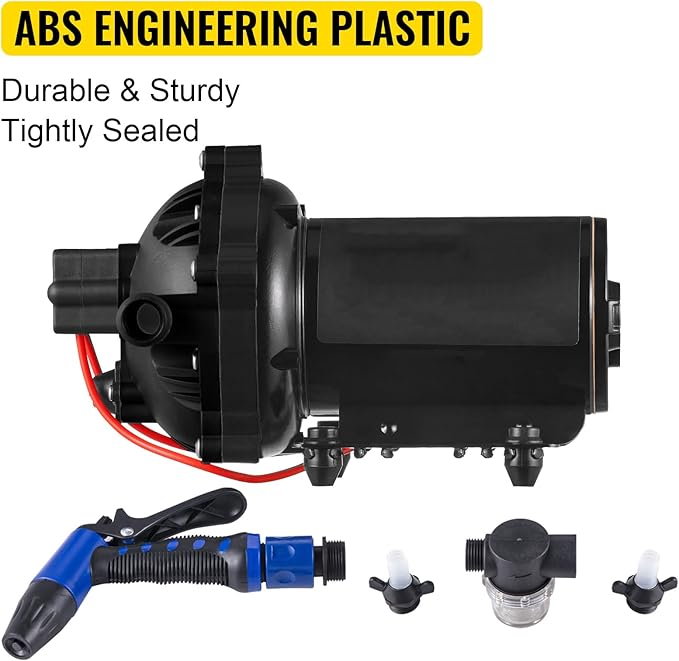 VEVOR Water Diaphragm Pump 5.5 GPM 12V Washdown Pumps Automatic 70 PSI Pump for Car Washing, Agricultural Irrigation, Boats, Marine Yacht