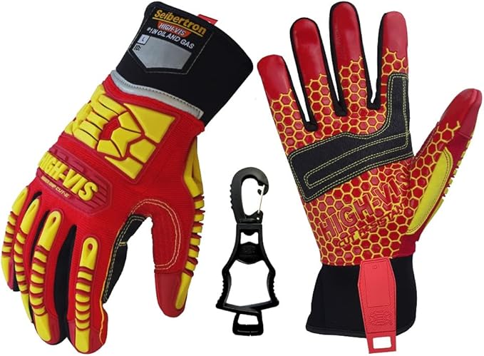Seibertron High-Vis Series Cut Resistant Reducing Anti-Impact Mechanics Heavy Duty Safety Rescue Oil and Gas Gloves