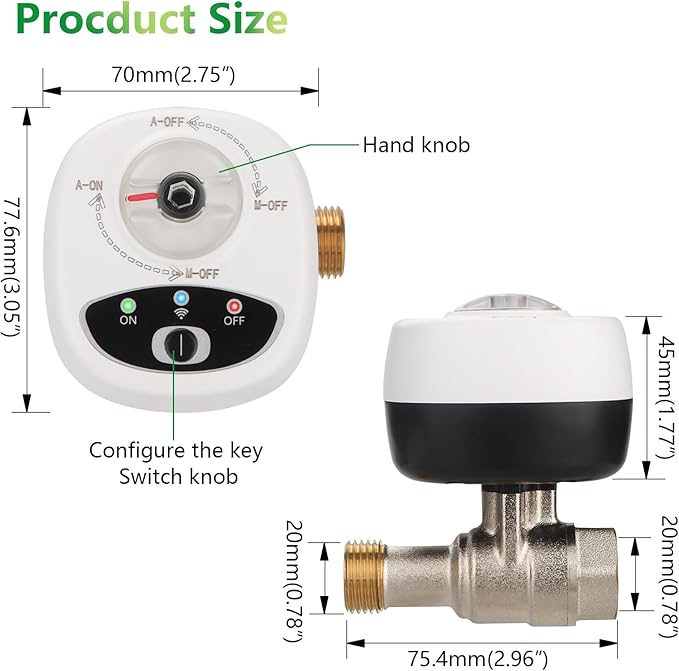 Wengart Smart Wi-Fi Water Valve Shut Off Tool,1/2‘’ Wireless Valve Controller for Water & Gas,eWeLink App,Alexa & Google Assistant,Remote Control & Timer,Emergency Manual Override,2.4GHz Wi-Fi