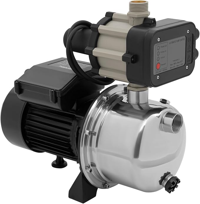 1.5 HP Shallow Well Jet Pump, 110V 115V Cast Iron Garden Booster Pump with Automatic Controller, 1200GPH 157.48ft Lift 87PSI for Lawn Irrigation Water Transfer Home Farm Water Supply