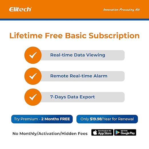 Elitech WiFi Digital Temperature Humidity Data Logger, 2.4GHz/5GHz WiFi Remote Real-Time Monitor with External Probes, Cloud Storage, App and Email Alerts, 16.4ft, RCW-800W-THE-10Pack, -40°F to 176°F
