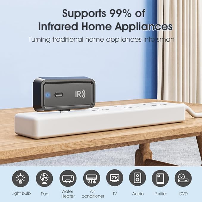 WiFi+IR Mini Smart Home Universal Remote Controller, Compatible with Alexa; USB C Port for IR Appliances,for TV, Fan, DVD, Air Conditioner STB etc.