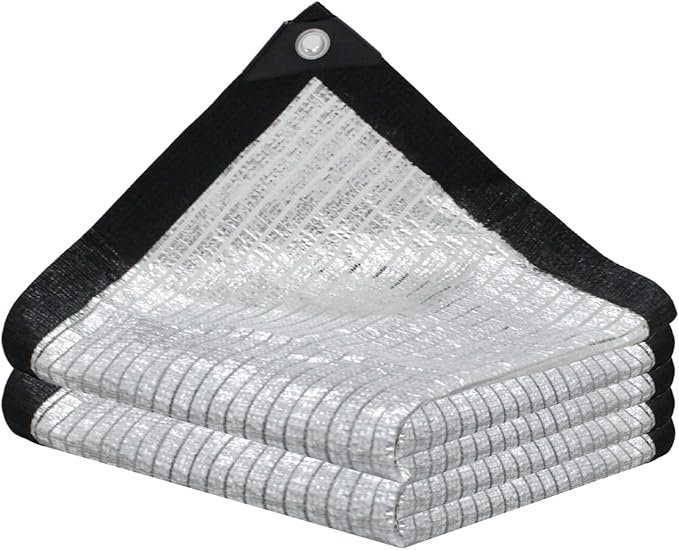BeGrit Aluminet Shade Cloth 75%-80% Aluminum Shade Cloth Sun Reflective Tarp for Garden, Patio, Greenhouse, Pergola, Car, Kennel Shade 6.6x10ft