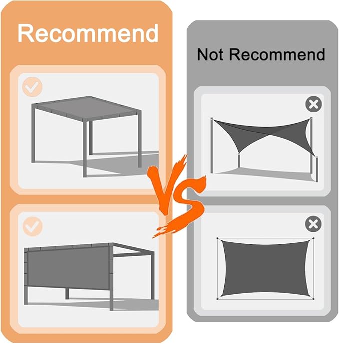 90% 6x15ft Sun Shade Cloth for Outdoor Deck Backyard Patio Garden Pergola Cover Canopy Gray