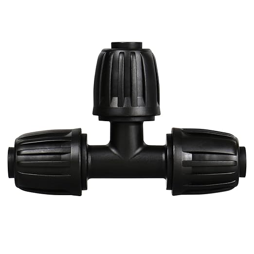1/2" Drip Irrigation Tee Fittings: 10-Piece Barbed Locked Nut Tee Connectors for 1/2" Drip Tubing (0.650" OD, 13mm ID)
