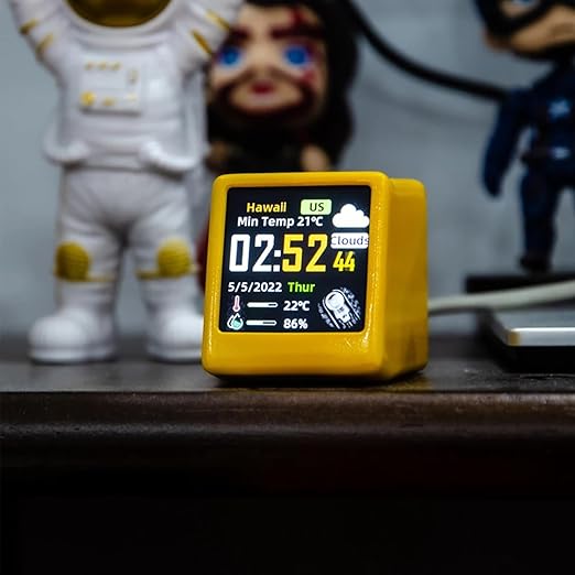 Smart Weather Station Mini WiFi Desktop Clock Weather Digital Clock Station with IPS LCD Screen Gadget for Decoration