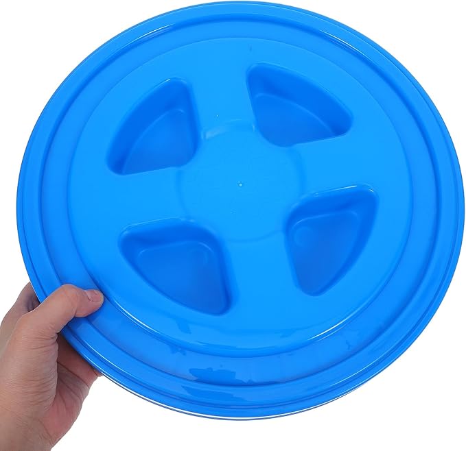 Seal Lid for Utility Buckets - Screw Pail Lid Pet Food Storage Chicken Feeders Paint Storage - Bucket Top for Pouring Contents Diameter 31cm/12" (Blue)