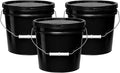 MKS Plastics 2-Gallon Bucket with Airtight Lid – Made in USA, Food Grade BPA Free Plastic, Heavy Duty Multi-Use, Metal Handle with Grip, Stackable Storage – Black, 3 Pack
