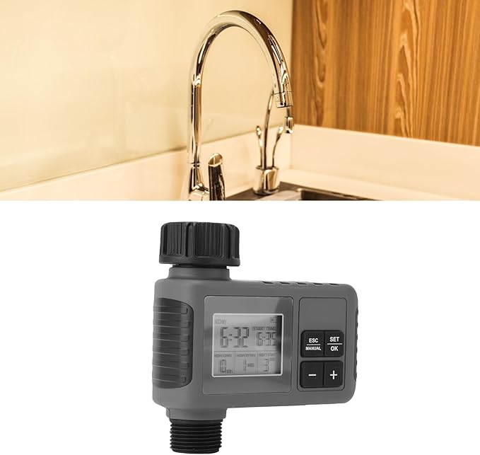 Outlet Sprinkler Timer, Digital Water Timer for Garden Hose with Rain Delay, Automatic & Manual Watering System for Yard Lawn Irrigation