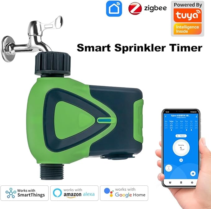 Zigbee Smart Sprinkler Timer,Delay Watering,Irrigation System for Garden,APP & Voice & Remote Control,Compatible with Alexa,Hub Required (US)