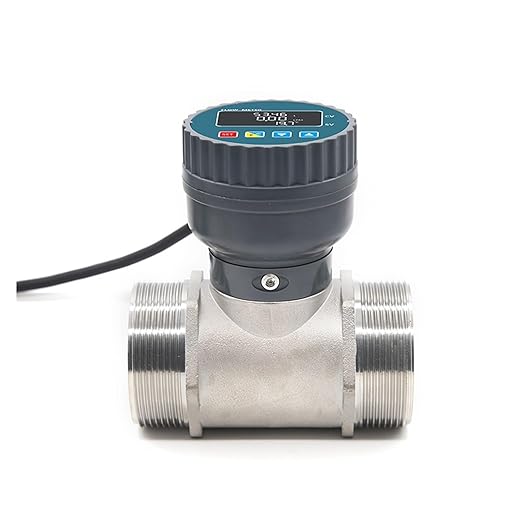 RS485 Electronic Digital Display Flowmeter, Stainless Steel Smart LCD Electronic Flow Meter, Water Flow Sensor Accurate Measurement(Male Thread,DN50_LCD Version)