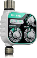 QUOBAS Mechanical Dial Hose Timer, Waterproof Sprinkler Timer with Rain Delay/Auto/Manual Modes for Drip Irrigation System, Pool, Lawn, Durable Metal Fittings, Easy Set 3-Dial Program, Battery Powered