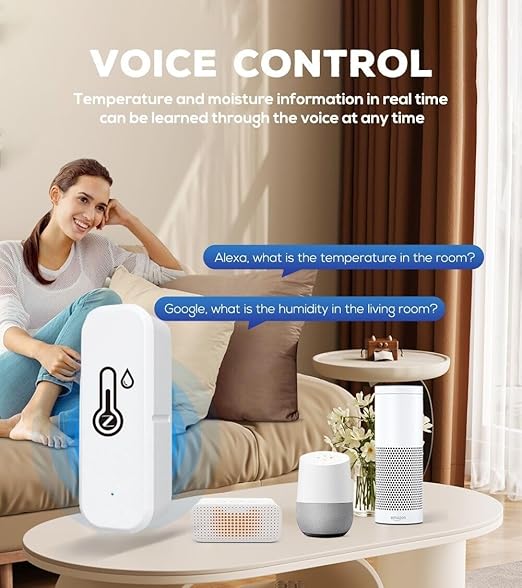 ZigBee Indoor Temperature and Humidity Sensor,Compatible with Alexa and Google Home,for Home,Greenhouses Accessories,Garages,Office 3Pack(No Include Battery)