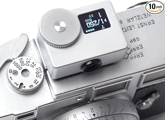 OLED Light Meter, Meter S Brass Version, New Screen Design, Real-time Metering and One-Button Metering for Vintage Cameras (Chrome)
