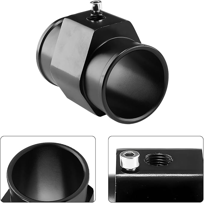 Osilly Car Water Temp Joint Pipe, 26mm Aluminum Automatic Temperature Gauge Adapter with 2 Hose Clamps 1 Screw, Radiator Sensor Connector for Vehicle Meter, DEPO and VDO, Universal Fit