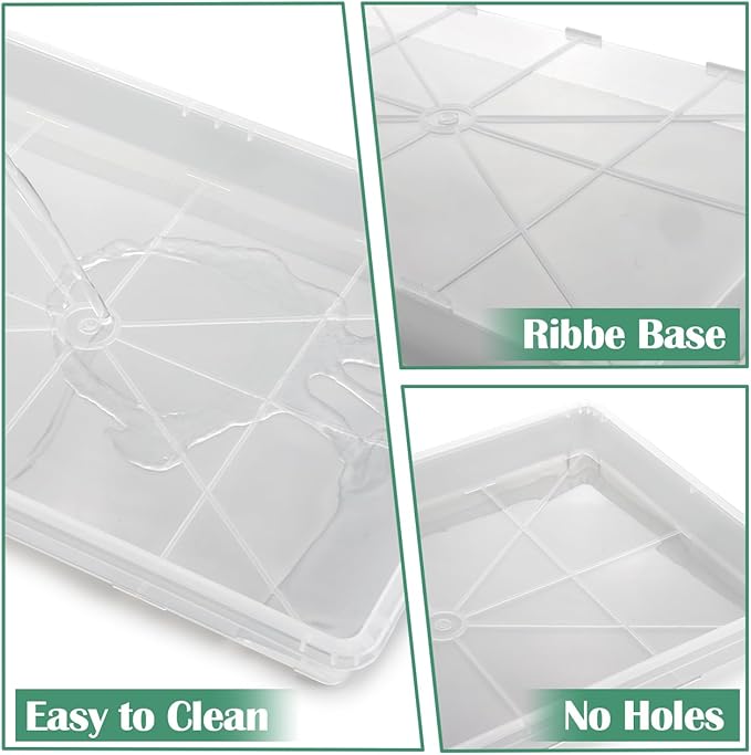 RooTrimmer Clear Seed Starter Trays 5 Pack(17"x11"x2"), Reusable Plastic Carrying Seedling & Nursery Trays, Durable Flat Pots Trays, Transparent Square Tray for Planting and Collecting Drainage Water