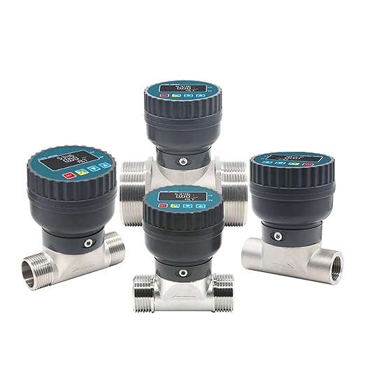 Digital Display Flow Meter Electronic Flowmeter Stainless Steel Male/Female Thread Smart LCD Electronic Flow Meter Water Flow Sensor High Sensitivity for Multiple Media(DN50,Female Thread)