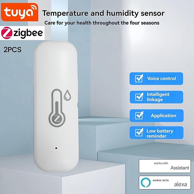 Tuya Zigbee Smart Temperature Humidity Sensor Outdoor IP65 Waterproof APP Controlled Remote Monitoring Alert System Smart Home Compatible