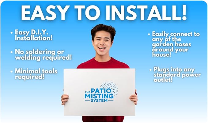 Patio Misters Pro - Ultra Fine Water Mister - Cooling Mist System for Midsize to Large Patio - High Pressure Misting Pump - Kit with Quiet Pump (1000 PSI) - DIY Installation