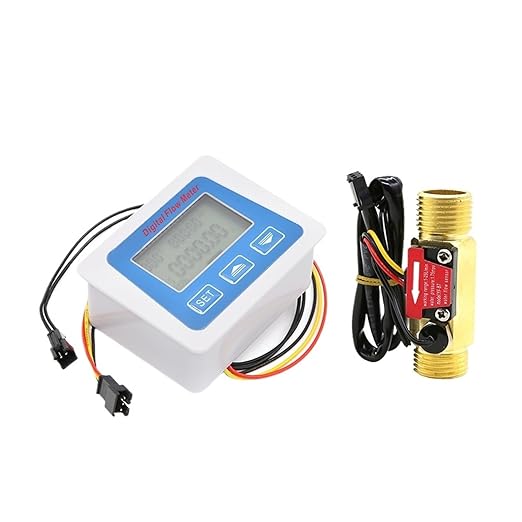Smart Digital Water Flow Meter Set LCD Flow Rate Monitor Inline Electronic Flow Sensor with Temperature Display G1 G1/2 G3/4