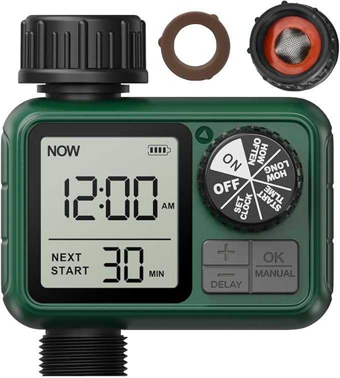 Water Timer for Outdoor Garden Hose, Sprinkler Timer for Garden Faucet with Auto/Manual/Rain Delay Mode, Sprinkler Irrigation Controller for Yard Lawn