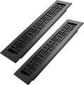 Howeall 2x12 Inches 2 Pack Heavy Duty Walkable Floor Register Easy Adjust Air Supply Lever Floor Vents - Seattle Design - Vent Cover for Home Floor - Matte Black
