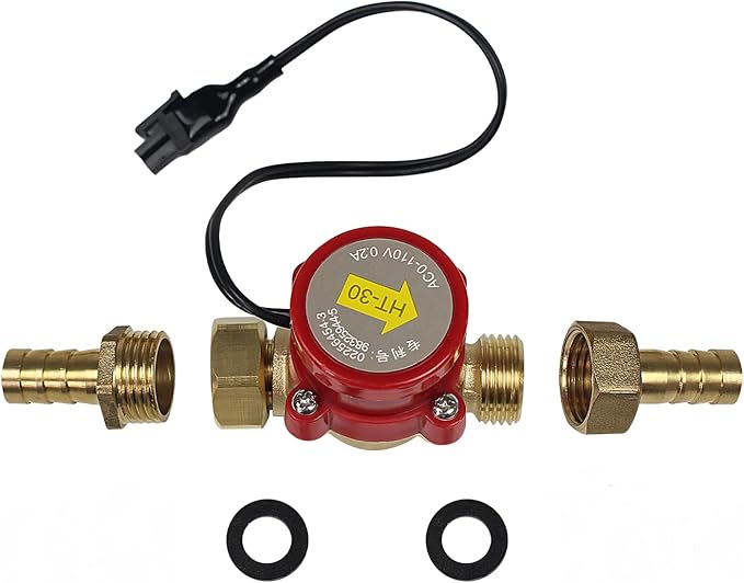 Water Flow Sensor Switch HT-30 AC 0-110V 0.2A G3/4 "-3/4" Thread,Water Flow Sensor for CO2 Laser Tube Protecting (Caliber: 10mm)