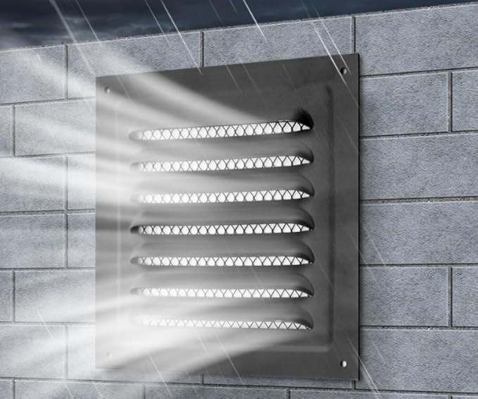 2pcs Attic Vent Soffit Vent Aluminum Wall Vent Metal Shed Vent Square Vent Louver Vent Grille with Built-in Insect Screen for Exterior Door House Attic Garage Ceiling (Black 6" x 6"-2 Pack)