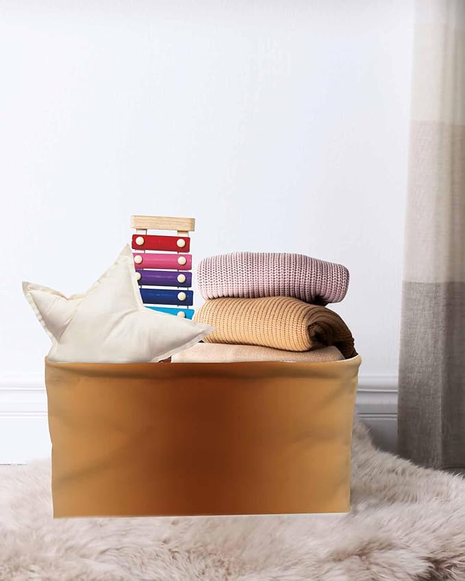 Dark Burnt Orange Grey Ombre Storage Bins Cubes Waterproof Cloth Storage Basket,Farmhouse Gradient Minimalist Foldable Storage Bags for Shelf Clothes Storages Organizers with Handles 15x11x9.5 in 1PCS