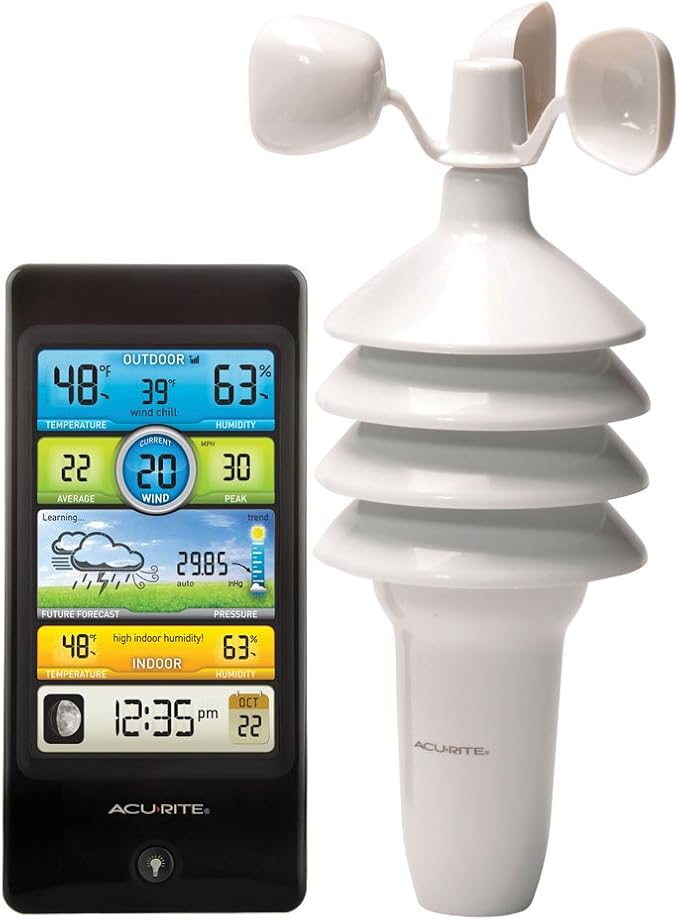 AcuRite Notos (3-in-1) 01604M Pro Color Digital Weather Station with Wind Speed, Temperature and Humidity