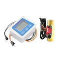 Smart Digital Water Flow Meter Set LCD Flow Rate Monitor Inline Electronic Flow Sensor with Temperature Display G1 G1/2 G3/4(Power Supply)