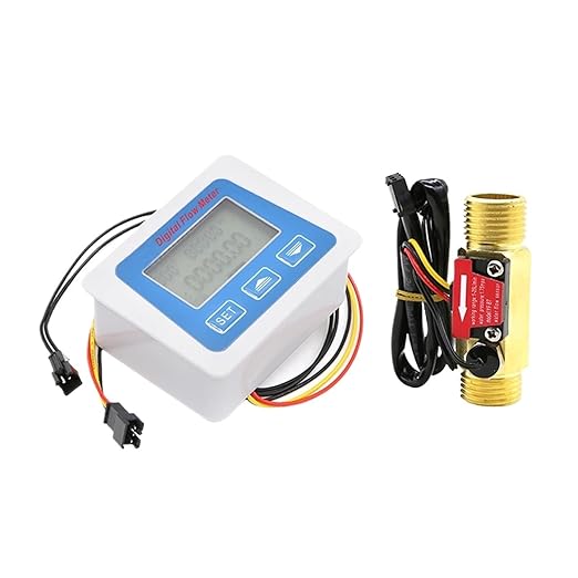 Smart Digital Water Flow Meter Set LCD Flow Rate Monitor Inline Electronic Flow Sensor with Temperature Display G1 G1/2 G3/4(B7-DN15-Battery)