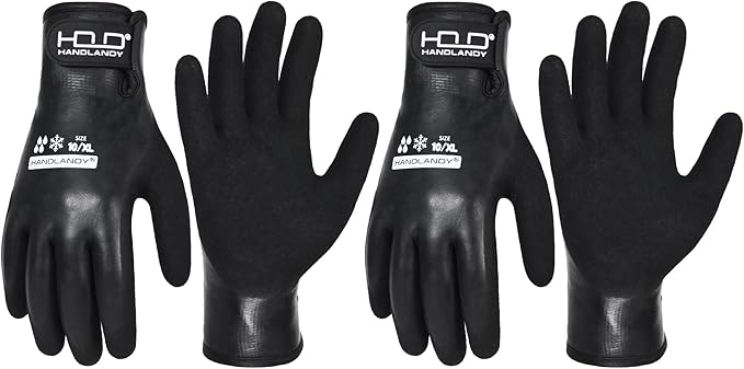 AIGEVTURE Waterproof Winter Work Gloves Men,Cold Weather Insulated Work Gloves Thermal Liner Superior Grip Latex Coating Warm for Outdoor Large