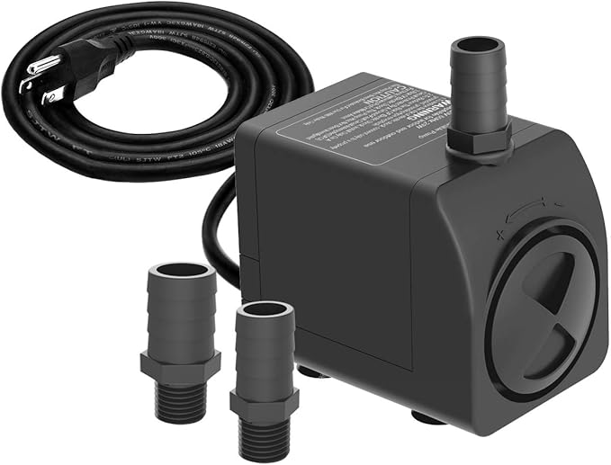 Knifel Submersible Pump 300GPH Ultra Quiet with Over Heating Protection 6ft High Lift for Fountains, Hydroponics, Ponds, Aquariums & More…