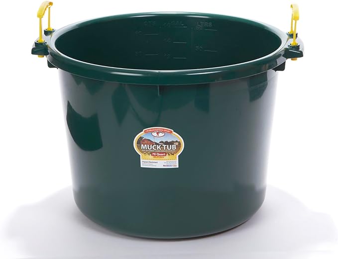 Little Giant® Plastic Muck Tub | Durable & Versatile Utility Bucket with Handles | Muck Bucket | Durable Handles | 70 Quart | Green