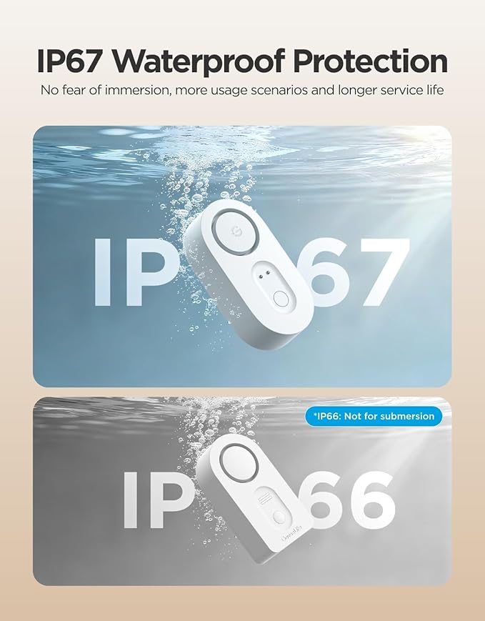 GoveeLife Upgraded Smart Water Leak Detector 1s with 1804 ft Ultra-Long Range, WiFi Water Sensor with SMS/Email/APP Push and Sound Alarm, 5-Year Battery Life, Suit for Home, Basement, Kitchen, 4 Pack