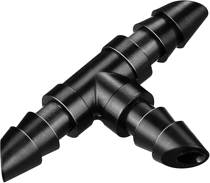 Gardrip Drip Irrigation Tee Fittings：100 Pieces Barbed Tee Irrigation Parts with Sharp End Fits for 1/4 Inch Drip Irrigation Tubing Drip Line T Connectors for Garden Lawn System