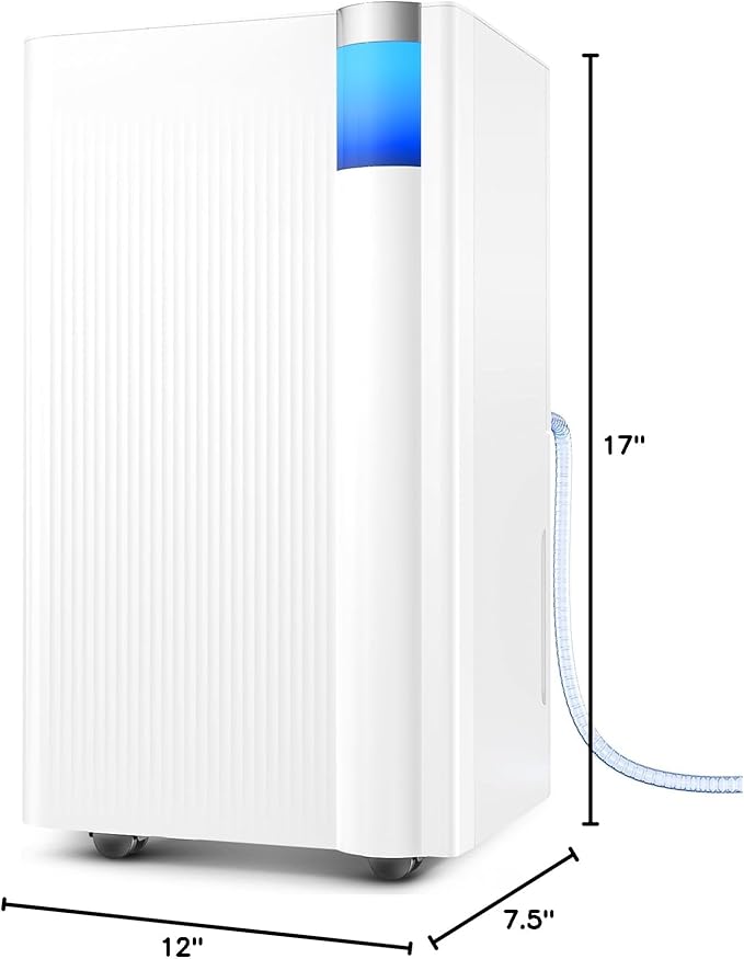 1500 Sq.Ft Dehumidifier for Basement with Drain Hose, 20 Pints Dehumidifiers for Home Large Room Bathroom Bedroom, 3 Modes, Smart Humidity Control, Sleep Mode, Auto Defrost, 24H Timer