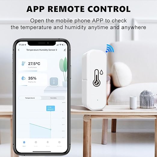 ZigBee Indoor Temperature and Humidity Sensor,Compatible with Alexa and Google Home,for Baby Rooms,Greenhouses Accessories,Garages,Office 4Pack(No Include Battery)