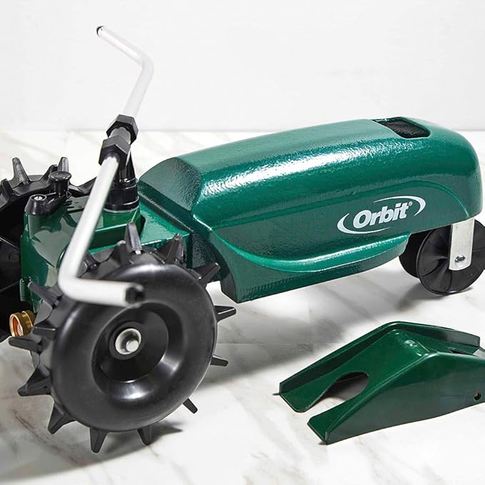 Orbit Traveling Tractor Water Sprinkler - Self-Propelled Traveling Sprinkler for Wide Lawn Coverage - Cast-Iron Body with Adjustable Coverage - Three-Speed - Automatic Shut Off - 58322