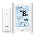 Indoor Outdoor Thermometer Hygrometer Wireless Weather Station - Inside Outside Thermometers Hygrometer Monitor with 330ft Remote Sensor, Battery Powered, Backlight Display (White)
