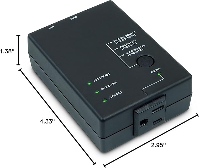 ezOutlet5 - Internet Enabled IP & Wi-Fi Remote Power Switch with Automatic Reboot - iOS | Android | Cloud | Web Controllable - Single AC Power Outlet - Model EZ-72b