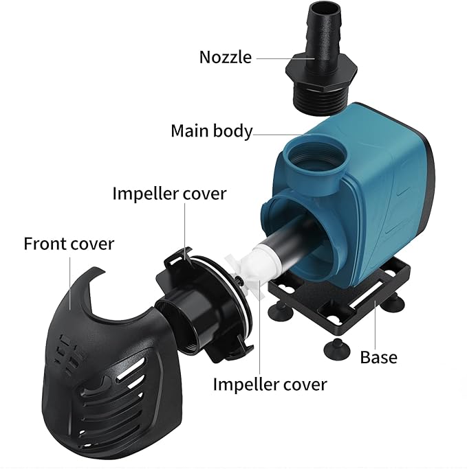 Uniclife Aquarium 550 GPH Submersible and Inline Water Pump 45W 6.5ft High Lift AC 120 V Quiet Compact Return Pump with 6 ft. Power Cord for Fish Tanks Pond Waterfalls Fountains Sumps and Gardens