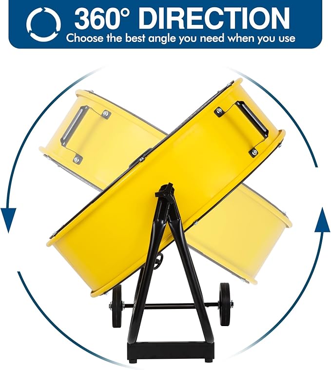 BILT HARD 24" 8100 CFM High Velocity Drum Fan, 3 Speeds Heavy Duty Tilt Metal Floor Shop Fan, Commercial Industrial Use for Garage, Factory, Warehouse, Yellow