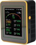 Yctze 15 in 1 Air Quality Detector, WiFi APP Control CO2 HCHO TVOC PM2.5 PM10 Temperature Humidity Monitor with Smart Timer & Real Time Data, Ideal for Indoor Air Quality Testing (Black Yellow)