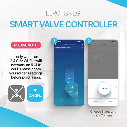 Smart Valve Controller ELROTONEG, Wi-Fi Electric Water Shutoff Controller, Tuya & Smart Life App Control, Compatible with Alexa, No Hub Required