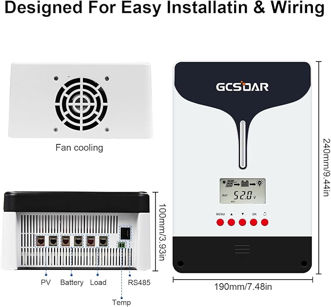 60A MPPT Solar Charge Controller, 12V/24V/48V Lead Acid and Lithium Battery auto, Max PV 150Vdc(WiFi Adaptor Included)