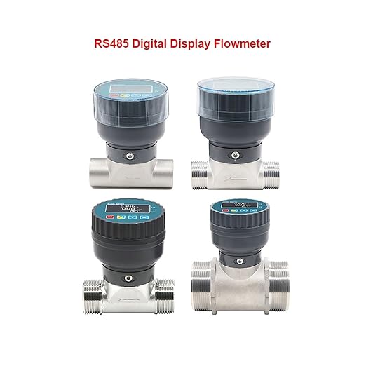 RS485 Electronic Digital Display Flowmeter, Stainless Steel Smart LCD Electronic Flow Meter, Water Flow Sensor Accurate Measurement(Male Thread,1/2''_LCD Version)