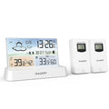 Raddy DT6 Weather Station Indoor Outdoor, Atomic Clock, Digital Color Display Indoor and Outdoor Thermometer Hygrometer, Home Weather Station with Weather Forecast and Barometer