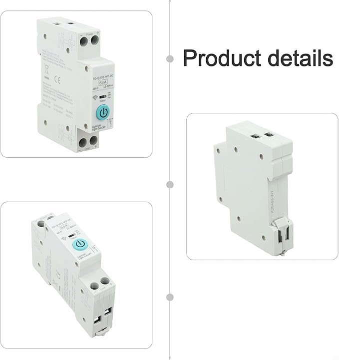 1x For Tuya DC WIFI Smart Switch 63A 12-80V Wireless Remote Control Circuit Breaker With App-Scheduling-And-Interlock TO-Q-SY1-WT-DC